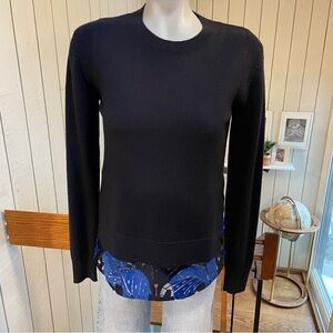 Jason Wu sweater long sleeve crewneck floral wool blue extra small